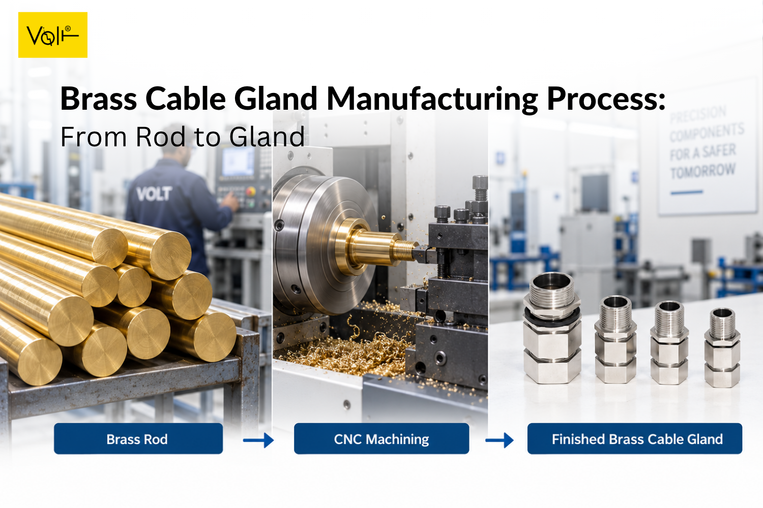 Brass cable gland manufacturing process from brass rod to finished cable gland